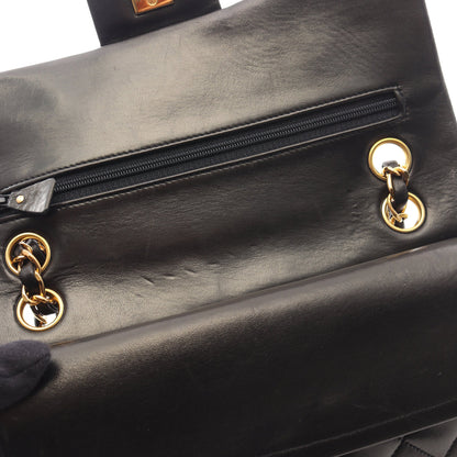 マトラッセ Wフラップ Wチェーンショルダーバッグ ラムスキン ブラック ゴールド金具 シャネル バッグ CHANEL