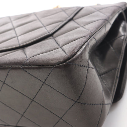 マトラッセ Wフラップ Wチェーンショルダーバッグ ラムスキン ブラック ゴールド金具 シャネル バッグ CHANEL