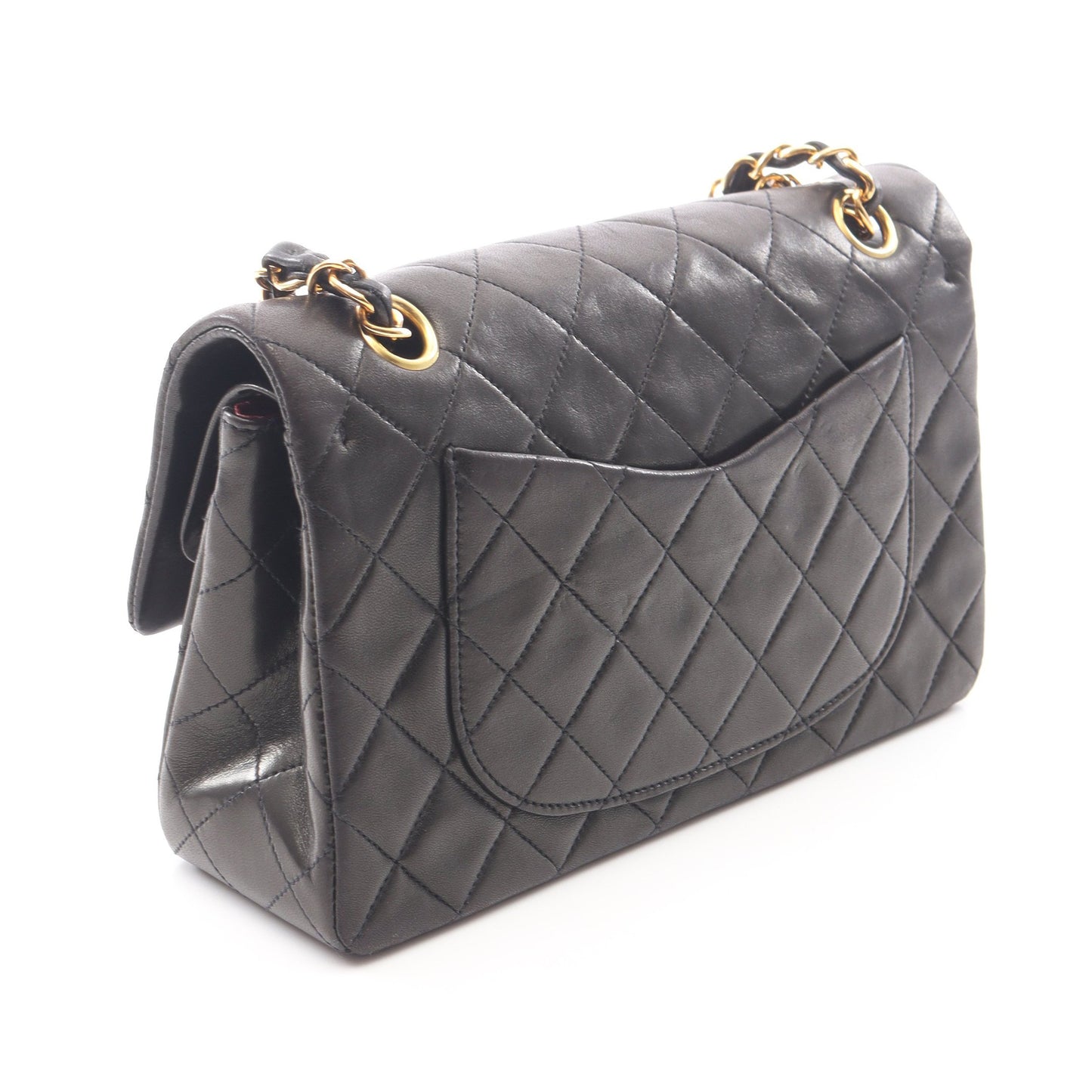 マトラッセ Wフラップ Wチェーンショルダーバッグ ラムスキン ブラック ゴールド金具 シャネル バッグ CHANEL