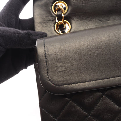 マトラッセ Wフラップ Wチェーンショルダーバッグ ラムスキン ブラック ゴールド金具 シャネル バッグ CHANEL