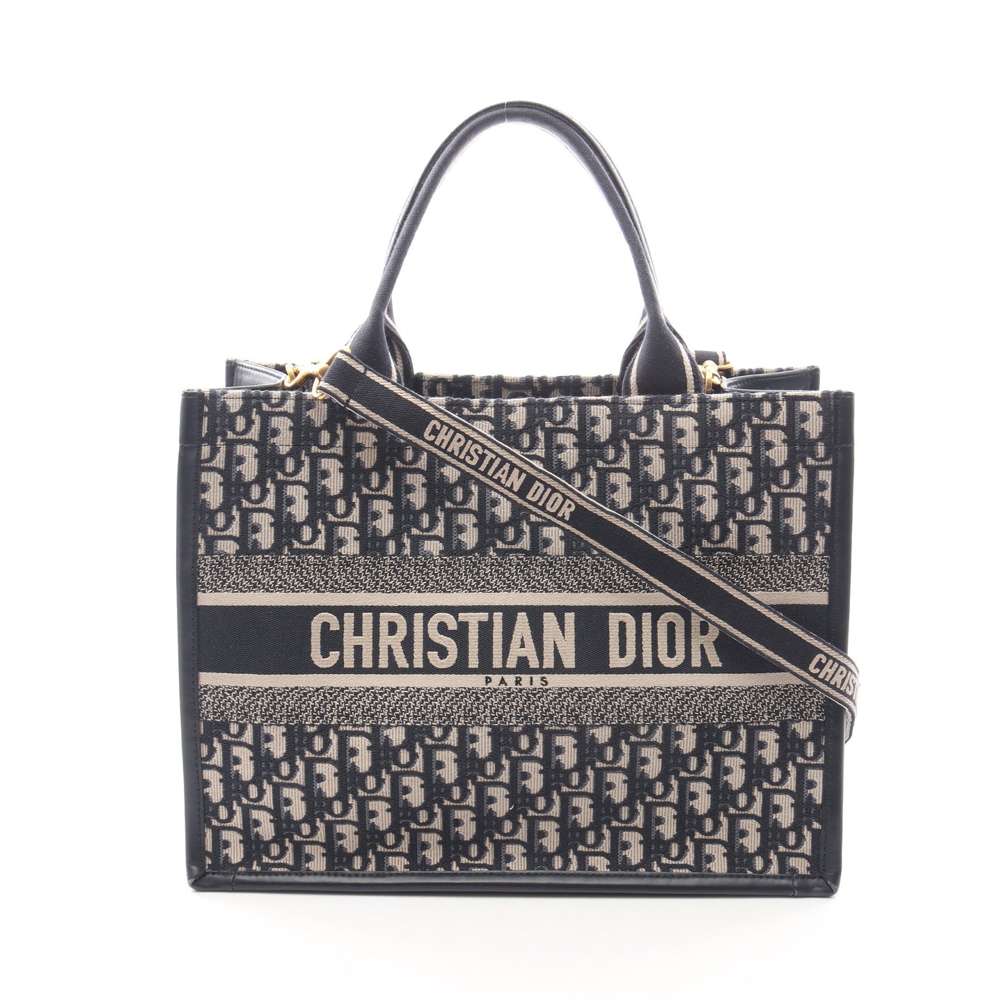 BOOK TOTE ブックトート オブリーク エンブロイダリー 2WAY ハンドバッグ トートバッグ キャンバス レザー ネイビー ベージュ クリスチャンディオール バッグ Christian Dior