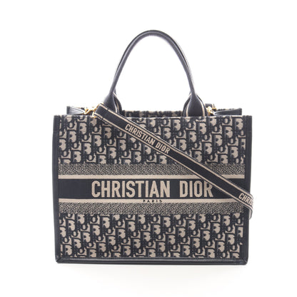BOOK TOTE ブックトート オブリーク エンブロイダリー 2WAY ハンドバッグ トートバッグ キャンバス レザー ネイビー ベージュ クリスチャンディオール バッグ Christian Dior