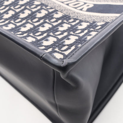 BOOK TOTE ブックトート オブリーク エンブロイダリー 2WAY ハンドバッグ トートバッグ キャンバス レザー ネイビー ベージュ クリスチャンディオール バッグ Christian Dior