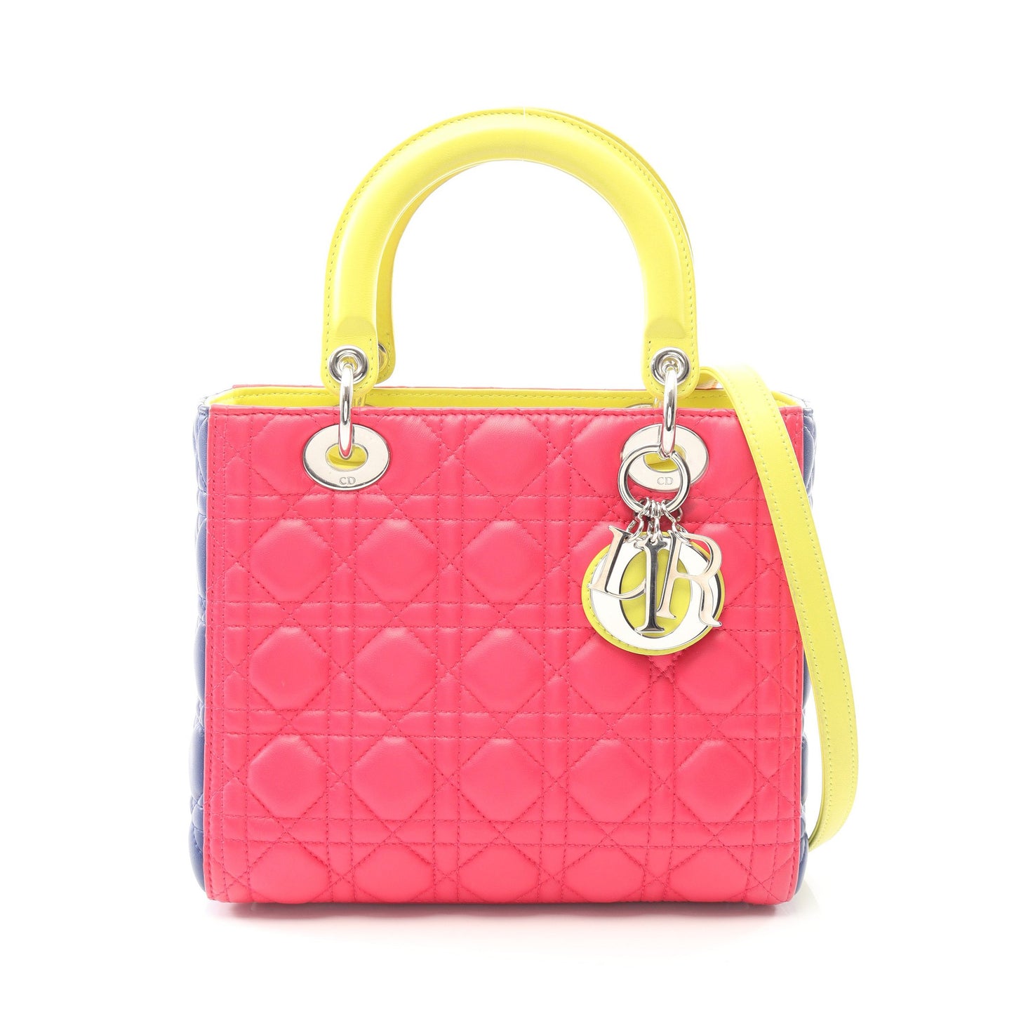 LADY DIOR レディディオール カナージュ 2WAY ハンドバッグ レザー ピンクパープル ブルー イエロー クリスチャンディオール バッグ Christian Dior