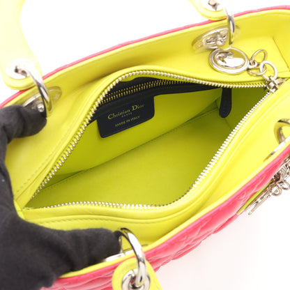 LADY DIOR レディディオール カナージュ 2WAY ハンドバッグ レザー ピンクパープル ブルー イエロー クリスチャンディオール バッグ Christian Dior
