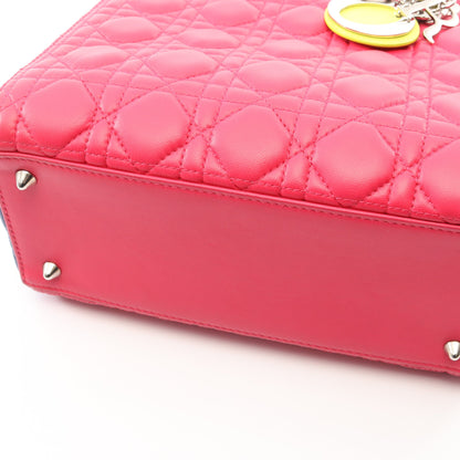 LADY DIOR レディディオール カナージュ 2WAY ハンドバッグ レザー ピンクパープル ブルー イエロー クリスチャンディオール バッグ Christian Dior