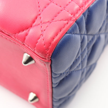 LADY DIOR レディディオール カナージュ 2WAY ハンドバッグ レザー ピンクパープル ブルー イエロー クリスチャンディオール バッグ Christian Dior