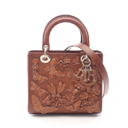 LADY DIOR レディディオール 2WAY ハンドバッグ レザー ブラウン クリスチャンディオール バッグ Christian Dior