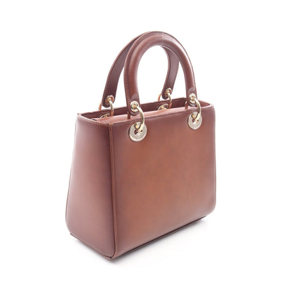 LADY DIOR レディディオール 2WAY ハンドバッグ レザー ブラウン クリスチャンディオール バッグ Christian Dior