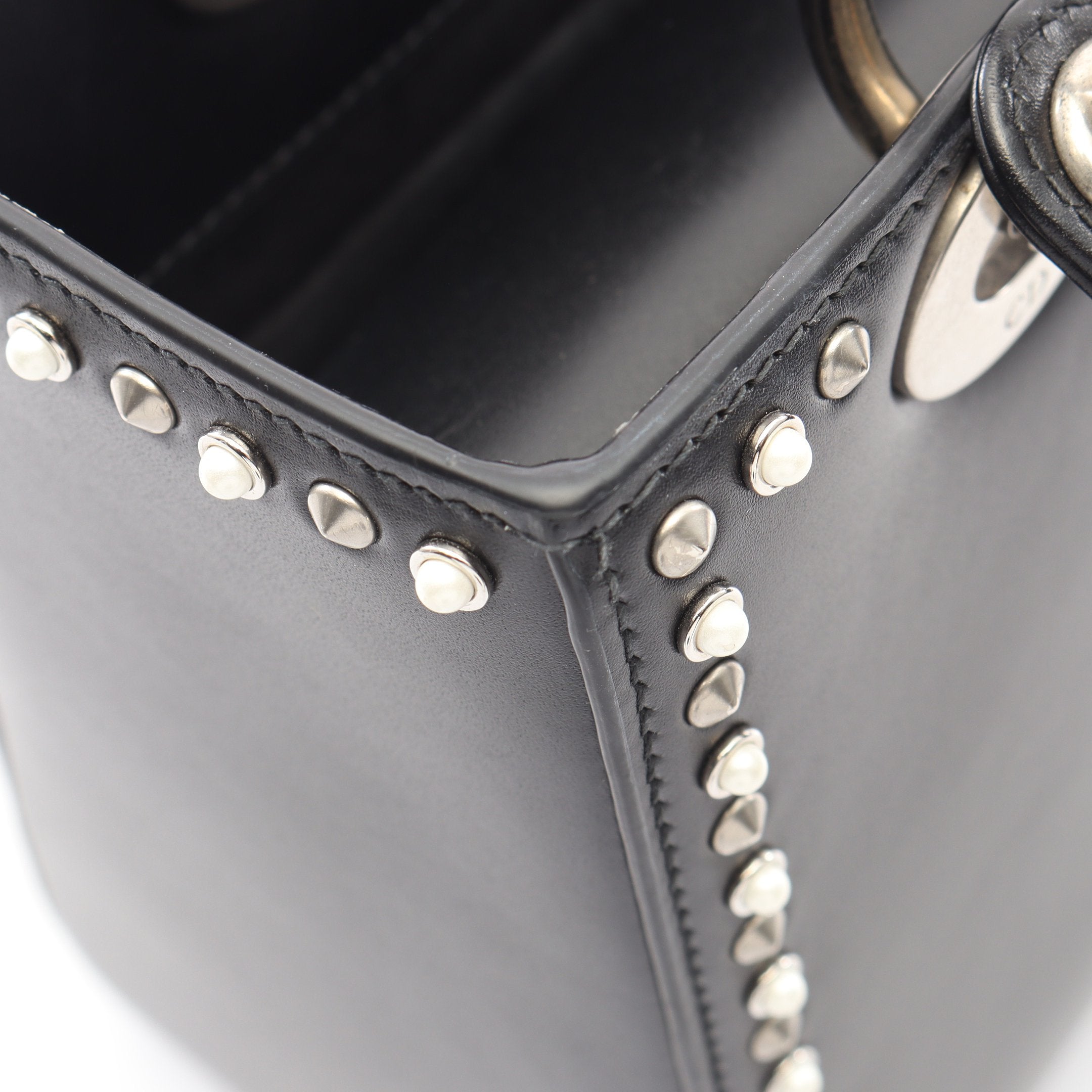 LADY DIOR レディディオール スタッズ 2WAY ハンドバッグ レザー