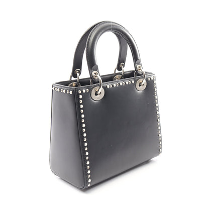 LADY DIOR レディディオール スタッズ 2WAY ハンドバッグ レザー ブラック クリスチャンディオール バッグ Christian Dior