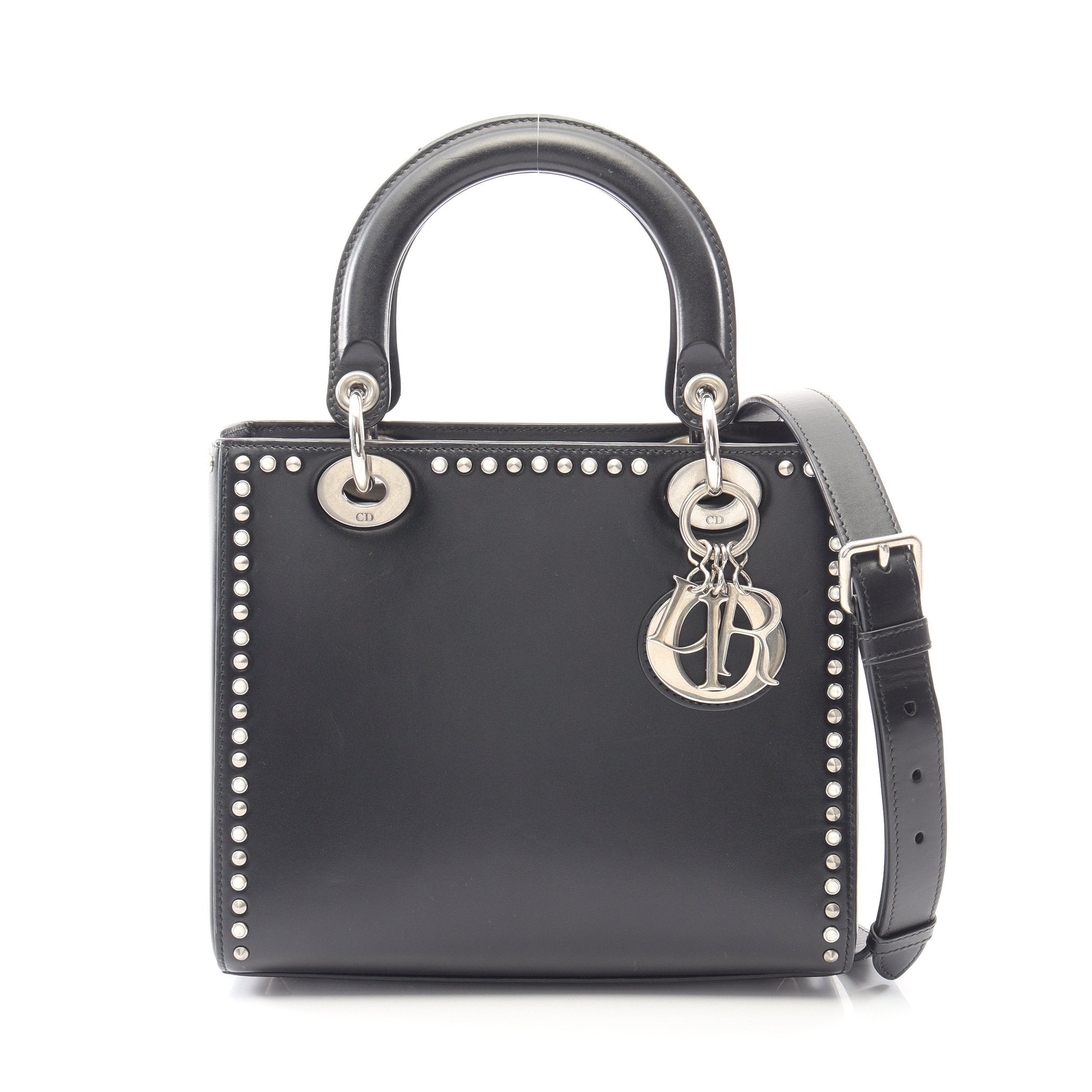 LADY DIOR レディディオール スタッズ 2WAY ハンドバッグ レザー
