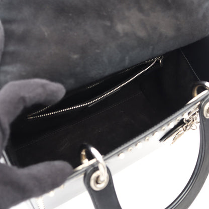 LADY DIOR レディディオール スタッズ 2WAY ハンドバッグ レザー ブラック クリスチャンディオール バッグ Christian Dior