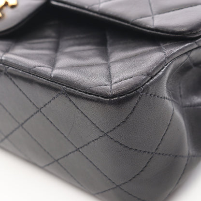 マトラッセ Wフラップ Wチェーンショルダーバッグ ラムスキン ブラック ゴールド金具 シャネル バッグ CHANEL