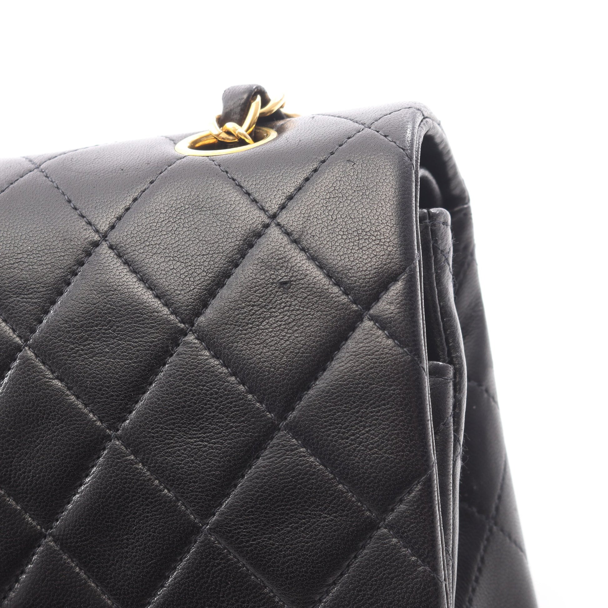 マトラッセ Wフラップ Wチェーンショルダーバッグ ラムスキン ブラック ゴールド金具 シャネル バッグ CHANEL