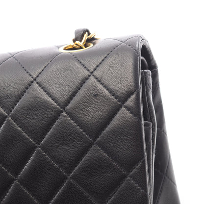 マトラッセ Wフラップ Wチェーンショルダーバッグ ラムスキン ブラック ゴールド金具 シャネル バッグ CHANEL