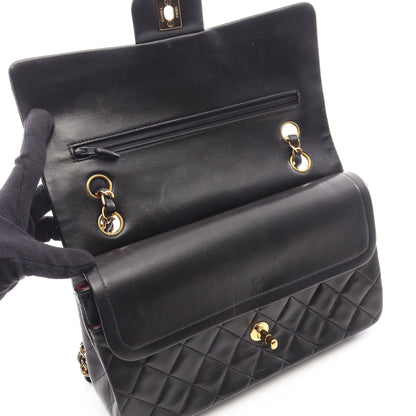 マトラッセ Wフラップ Wチェーンショルダーバッグ ラムスキン ブラック ゴールド金具 シャネル バッグ CHANEL