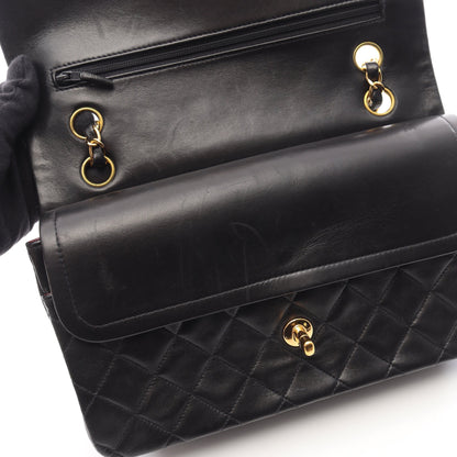 マトラッセ Wフラップ Wチェーンショルダーバッグ ラムスキン ブラック ゴールド金具 シャネル バッグ CHANEL