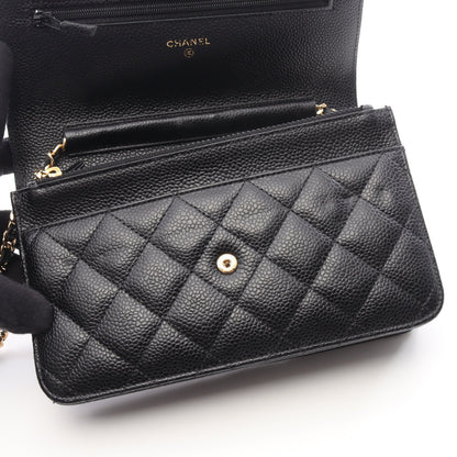 マトラッセ チェーンウォレット キャビアスキン ブラック ゴールド金具 シャネル バッグ CHANEL