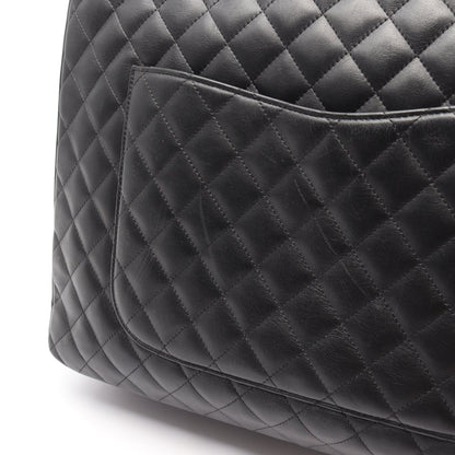 カンボンライン ラージ ボーリングバッグ ショルダーバッグ レザー ブラック グレー シルバー金具 シャネル バッグ CHANEL