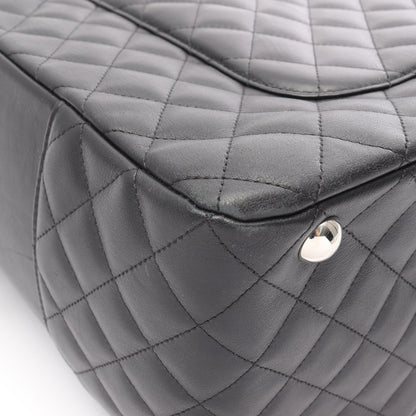 カンボンライン ラージ ボーリングバッグ ショルダーバッグ レザー ブラック グレー シルバー金具 シャネル バッグ CHANEL