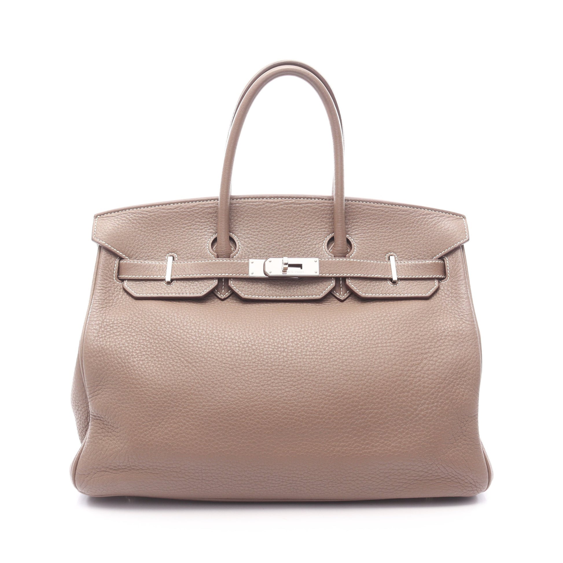 バーキン35 エトゥープ ハンドバッグ トリヨンクレマンス グレーブラウン シルバー金具 □M刻印 エルメス バッグ HERMES