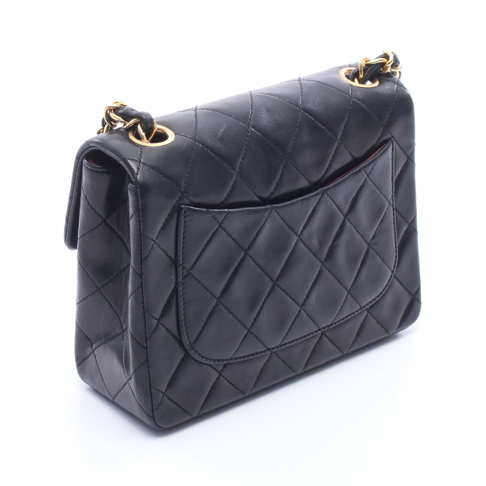 ミニマトラッセ チェーンショルダーバッグ ラムスキン ブラック ゴールド金具 シャネル バッグ CHANEL