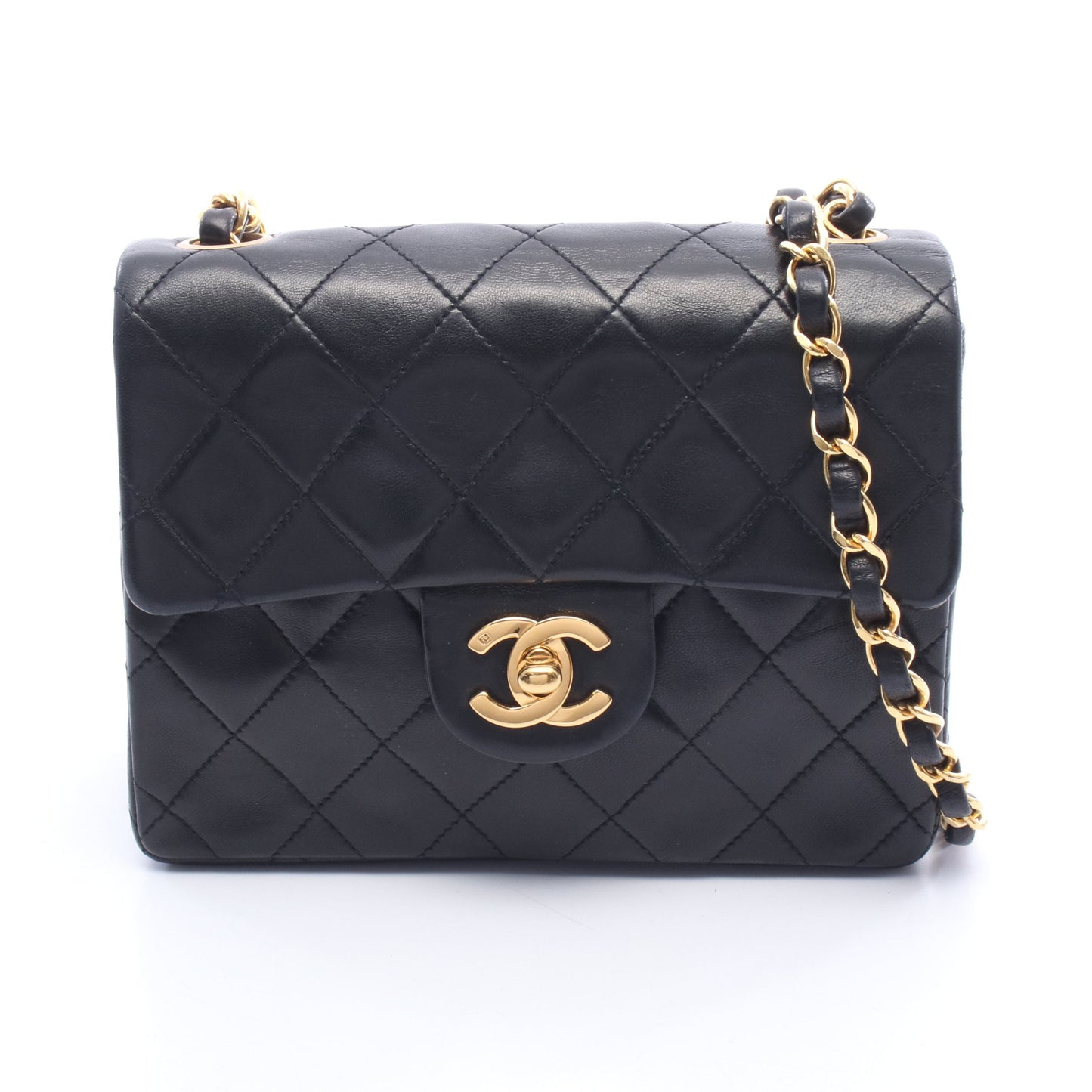 ミニマトラッセ チェーンショルダーバッグ ラムスキン ブラック ゴールド金具 シャネル バッグ CHANEL