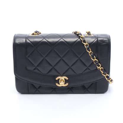マトラッセ ダイアナフラップ チェーンショルダーバッグ ラムスキン ブラック ゴールド金具 シャネル バッグ CHANEL