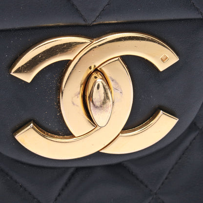 デカマトラッセ34 シングルフラップ Wチェーンショルダーバッグ ラムスキン ブラック ゴールド金具 シャネル バッグ CHANEL