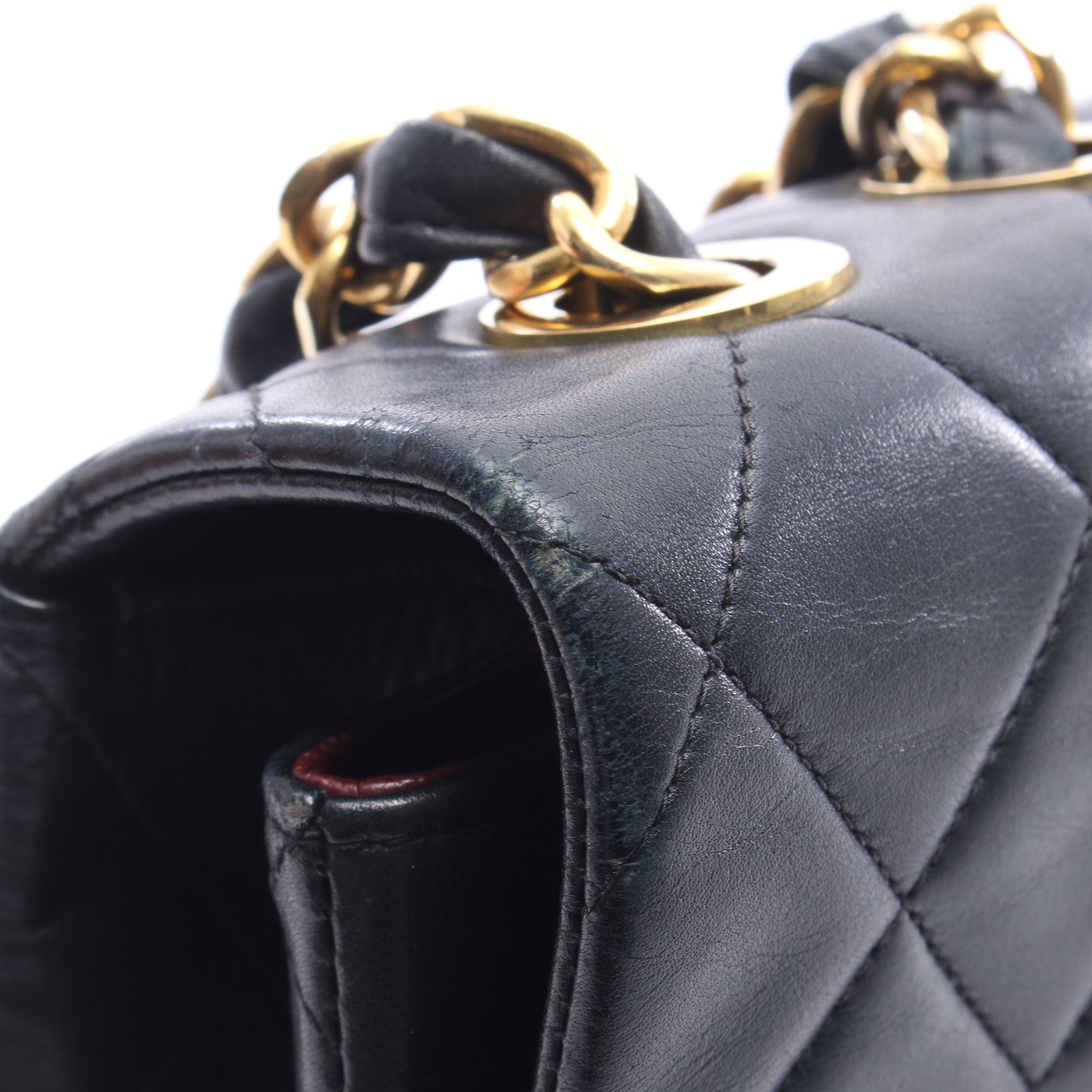 デカマトラッセ34 シングルフラップ Wチェーンショルダーバッグ ラムスキン ブラック ゴールド金具 シャネル バッグ CHANEL