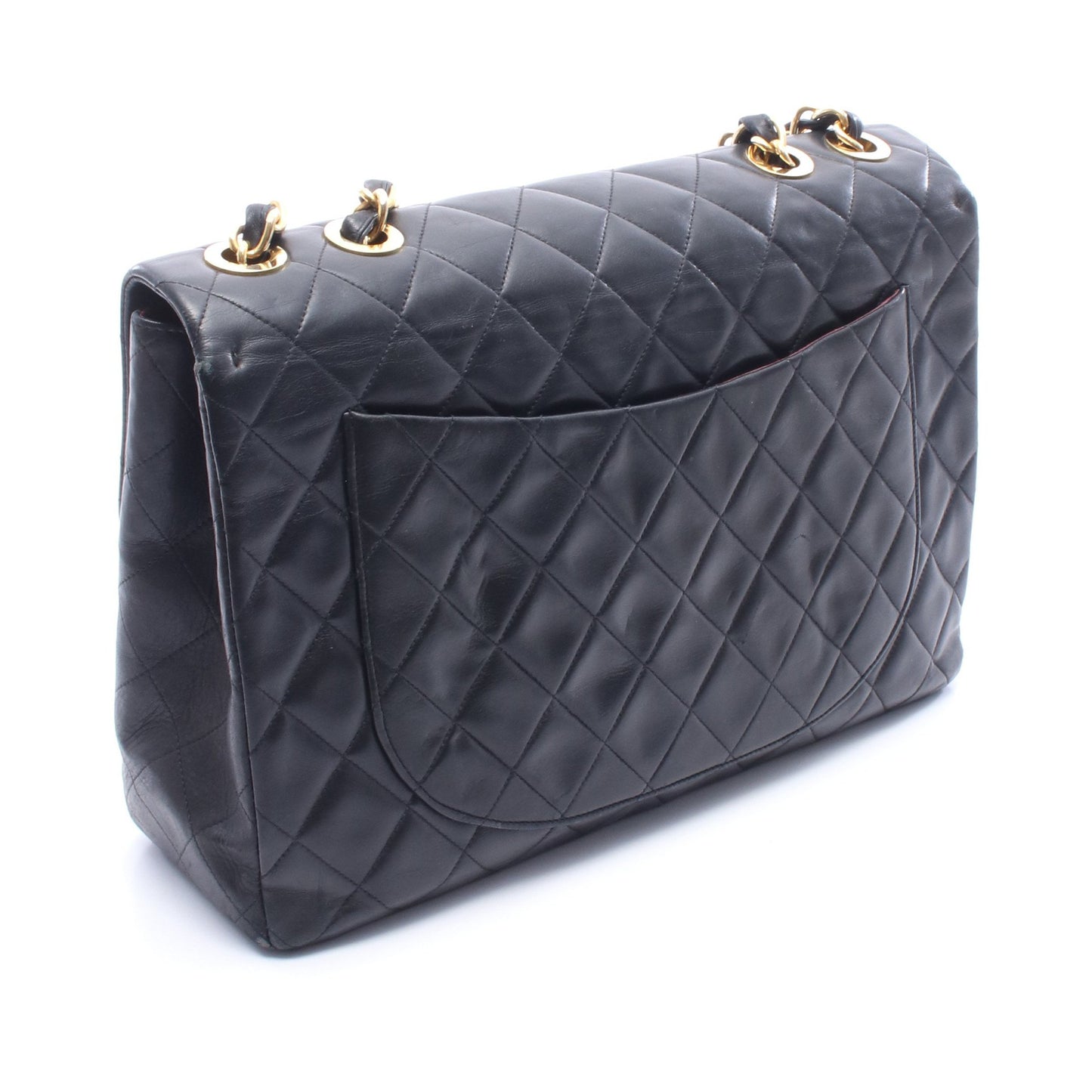 デカマトラッセ34 シングルフラップ Wチェーンショルダーバッグ ラムスキン ブラック ゴールド金具 シャネル バッグ CHANEL