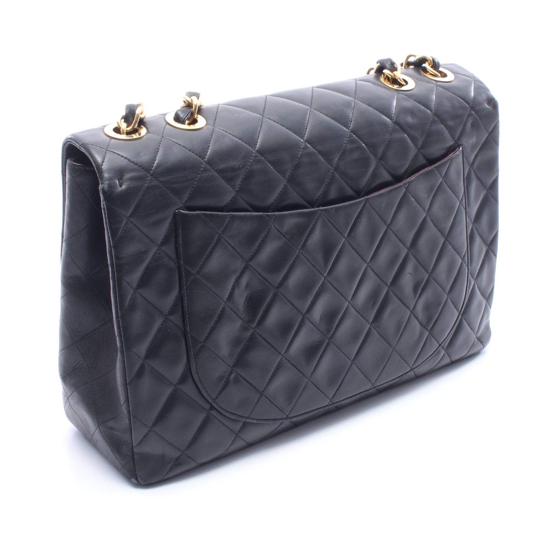 デカマトラッセ34 シングルフラップ Wチェーンショルダーバッグ ラムスキン ブラック ゴールド金具 シャネル バッグ CHANEL