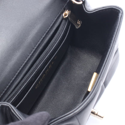チョコバー ミニフラップ チェーンショルダーバッグ ラムスキン ブラック ゴールド金具 シャネル バッグ CHANEL