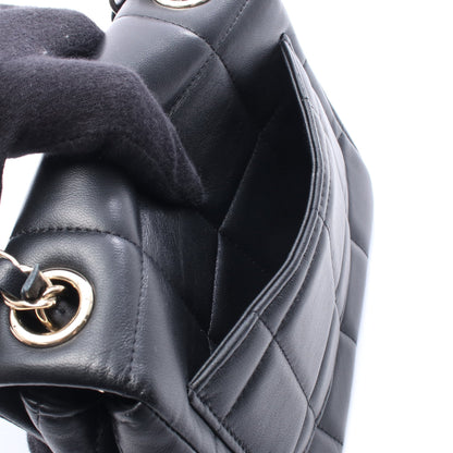 チョコバー ミニフラップ チェーンショルダーバッグ ラムスキン ブラック ゴールド金具 シャネル バッグ CHANEL