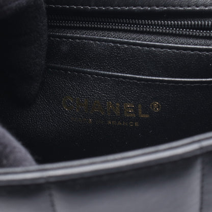 チョコバー ミニフラップ チェーンショルダーバッグ ラムスキン ブラック ゴールド金具 シャネル バッグ CHANEL