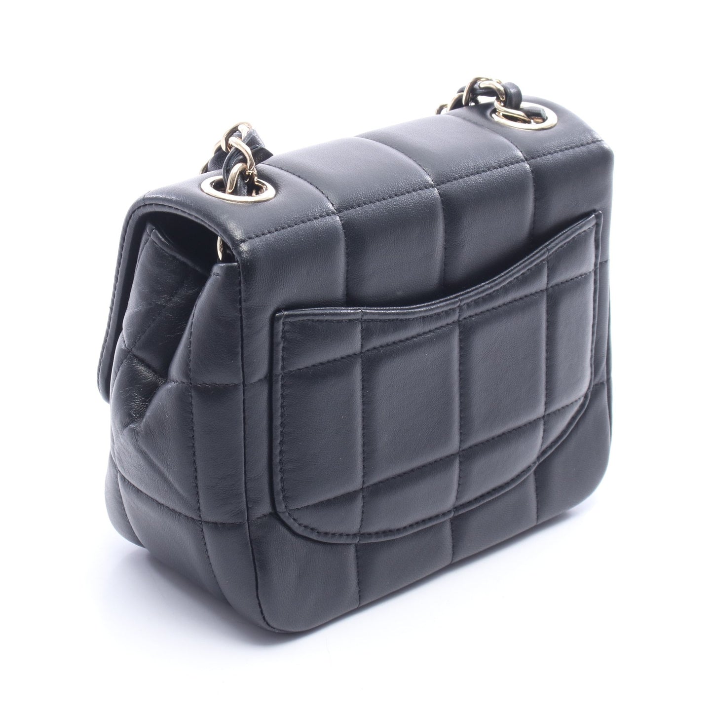 チョコバー ミニフラップ チェーンショルダーバッグ ラムスキン ブラック ゴールド金具 シャネル バッグ CHANEL