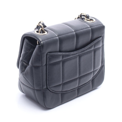チョコバー ミニフラップ チェーンショルダーバッグ ラムスキン ブラック ゴールド金具 シャネル バッグ CHANEL
