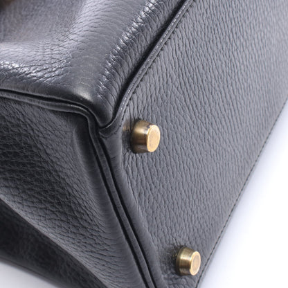 ケリー32 内縫い 2WAY ハンドバッグ アルデンヌ ブラック ゴールド金具 ○V刻印 エルメス バッグ HERMES
