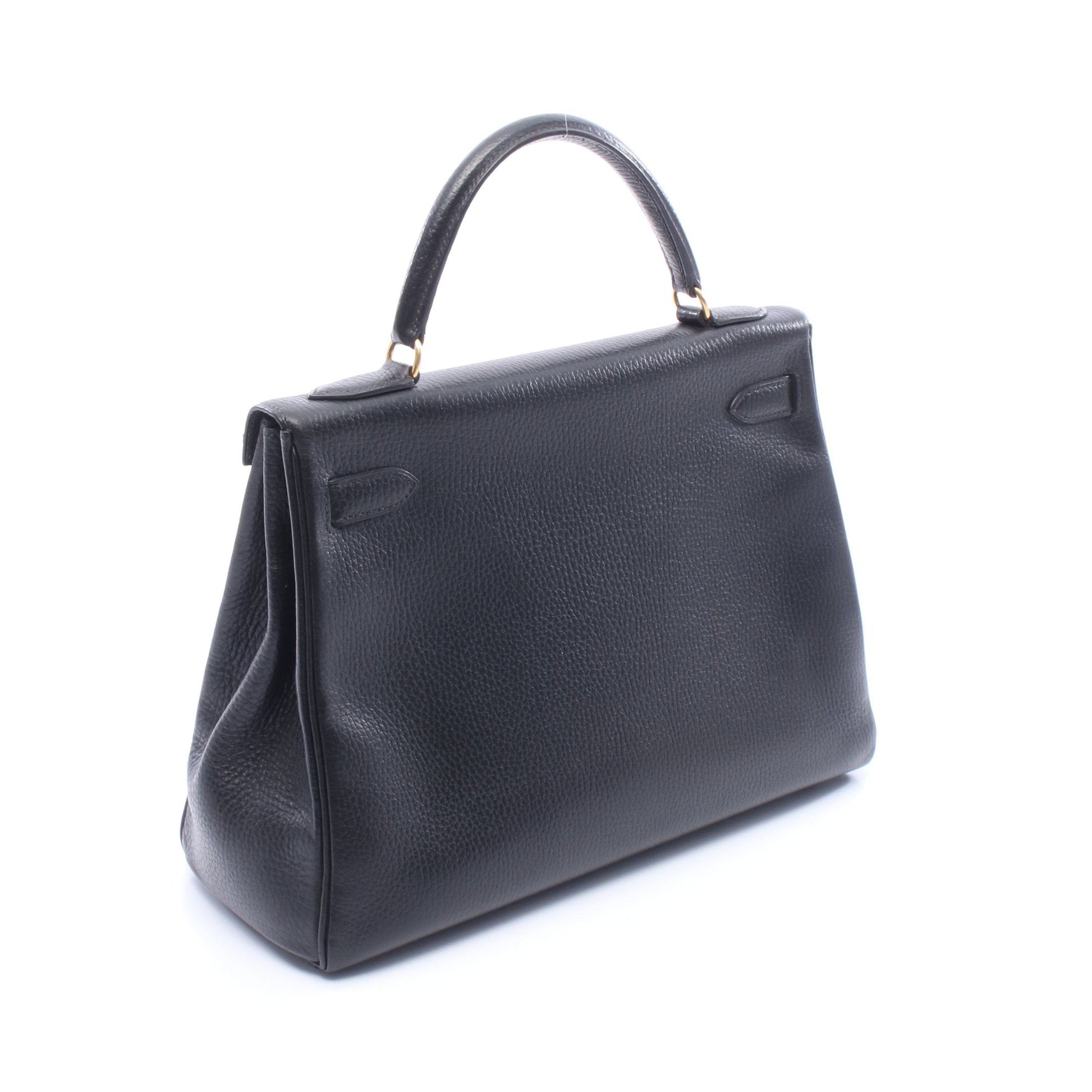 ケリー32 内縫い 2WAY ハンドバッグ アルデンヌ ブラック ゴールド金具 ○V刻印 エルメス バッグ HERMES