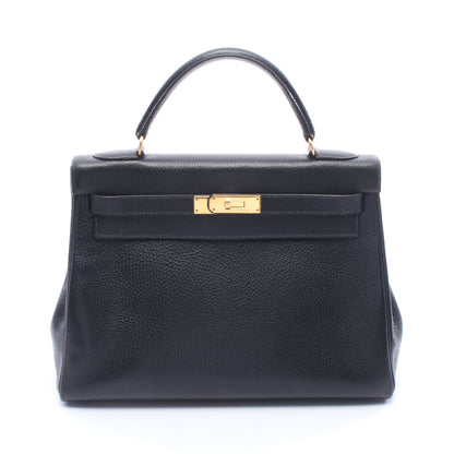ケリー32 内縫い 2WAY ハンドバッグ アルデンヌ ブラック ゴールド金具 ○V刻印 エルメス バッグ HERMES