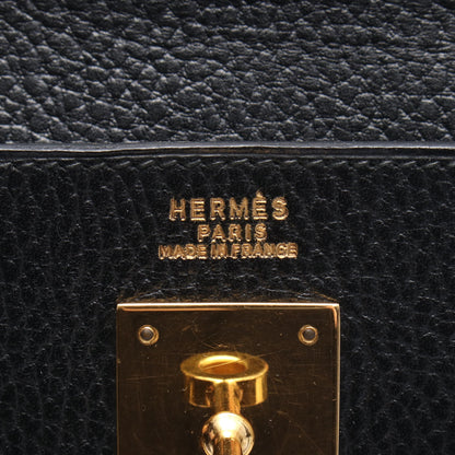 ケリー32 内縫い 2WAY ハンドバッグ アルデンヌ ブラック ゴールド金具 ○V刻印 エルメス バッグ HERMES