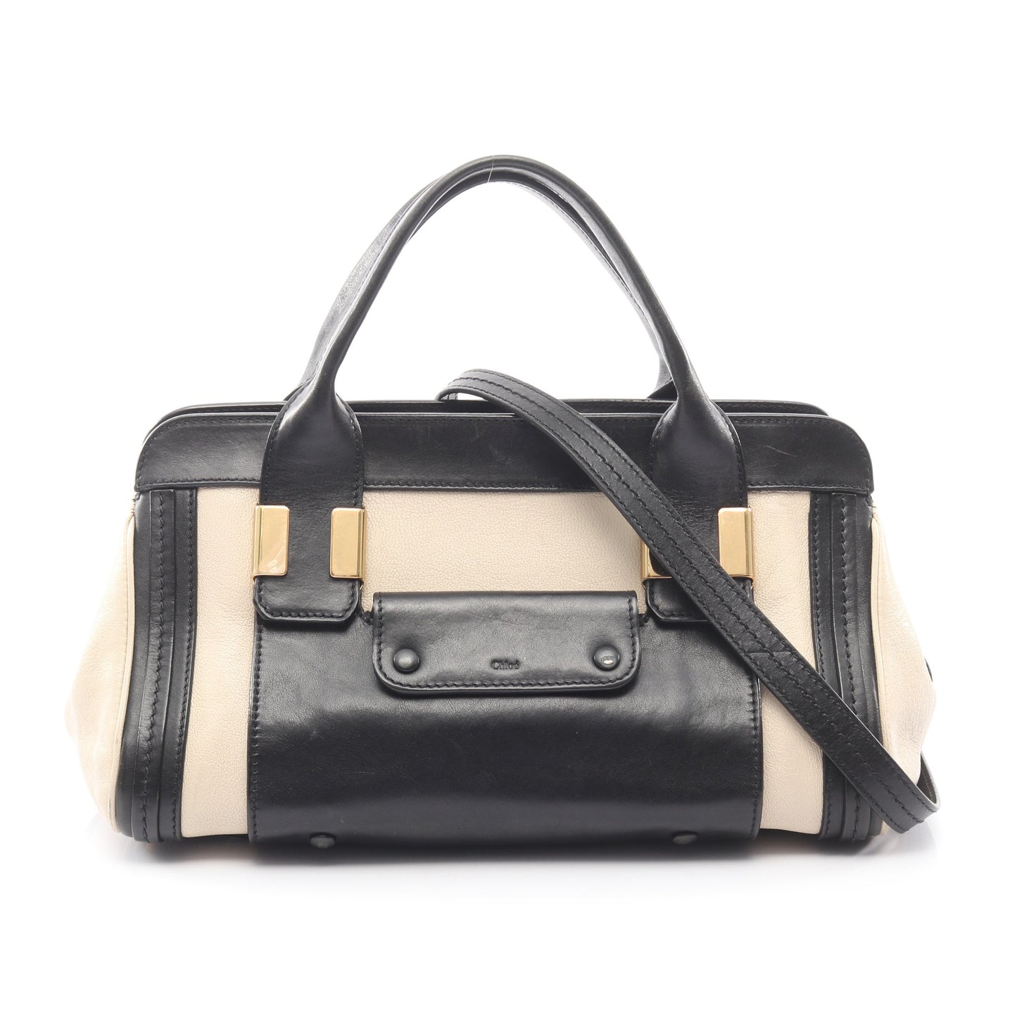 リトル アリス 2WAY ハンドバッグ レザー ライトベージュ ブラック クロエ バッグ Chloe
