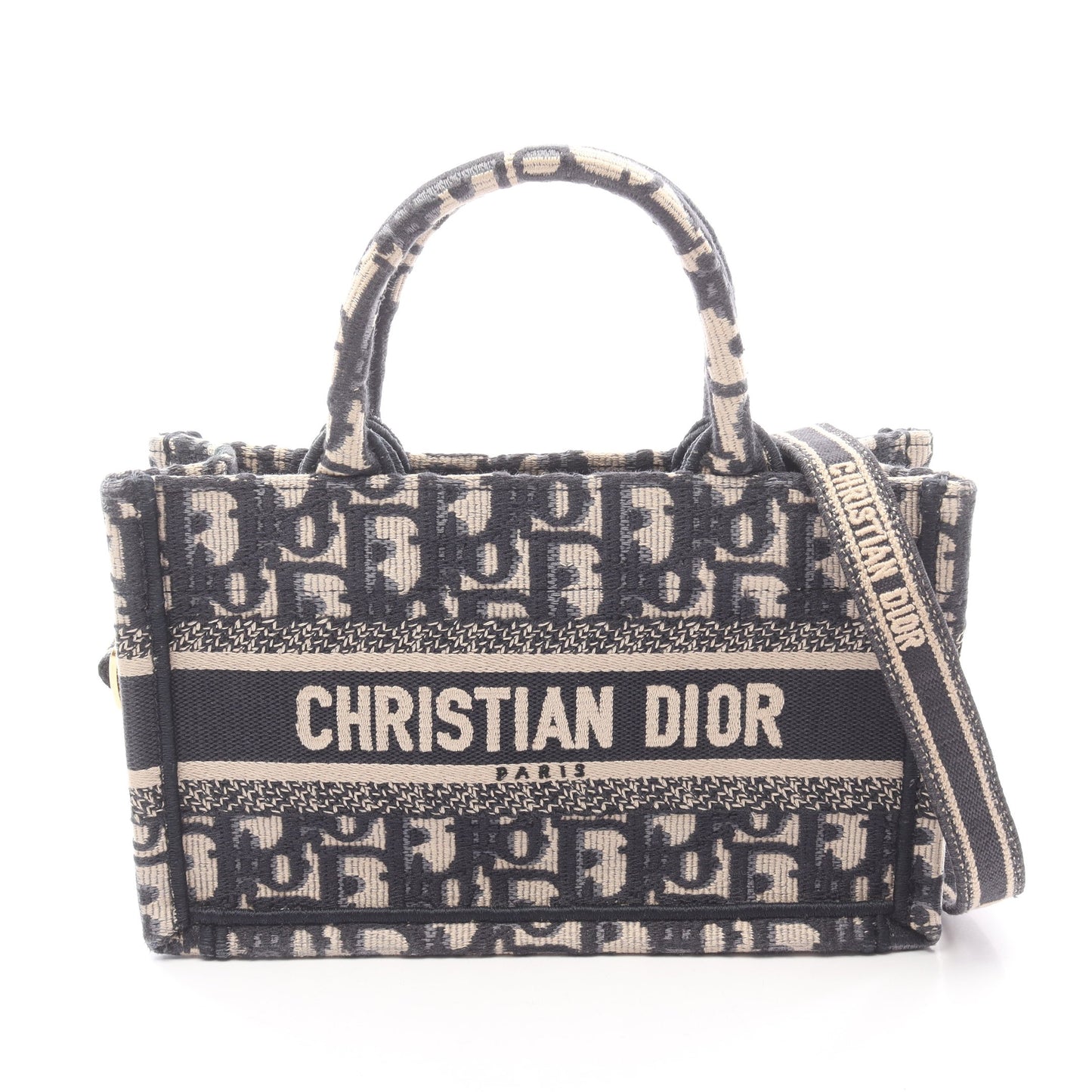 BOOK TOTE ブックトート ミニ 2WAY ハンドバッグ トートバッグ キャンバス ベージュ ネイビー クリスチャンディオール バッグ Christian Dior