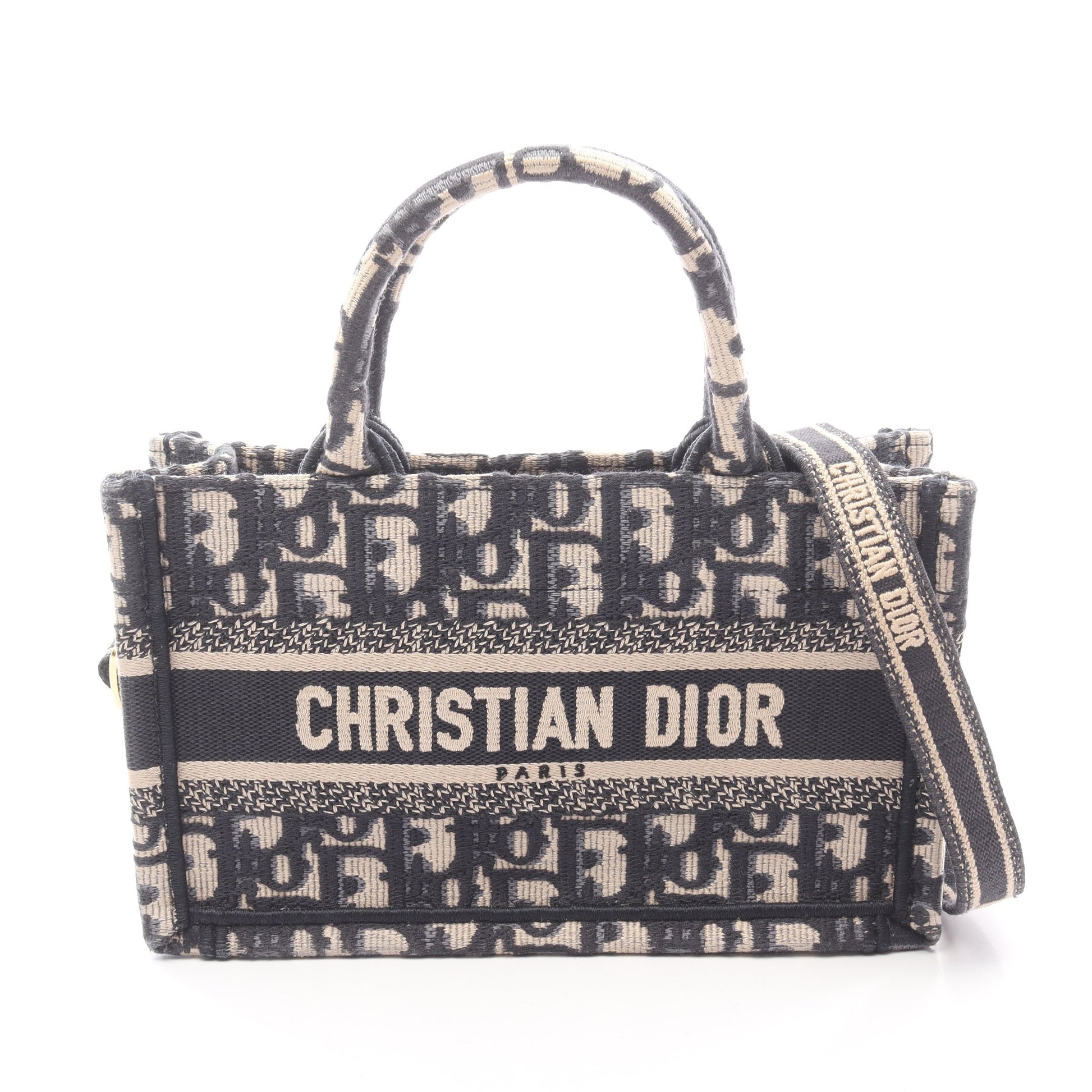 BOOK TOTE ブックトート ミニ 2WAY ハンドバッグ トートバッグ キャンバス ベージュ ネイビー クリスチャンディオール バッグ Christian Dior