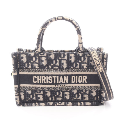 BOOK TOTE ブックトート ミニ 2WAY ハンドバッグ トートバッグ キャンバス ベージュ ネイビー クリスチャンディオール バッグ Christian Dior