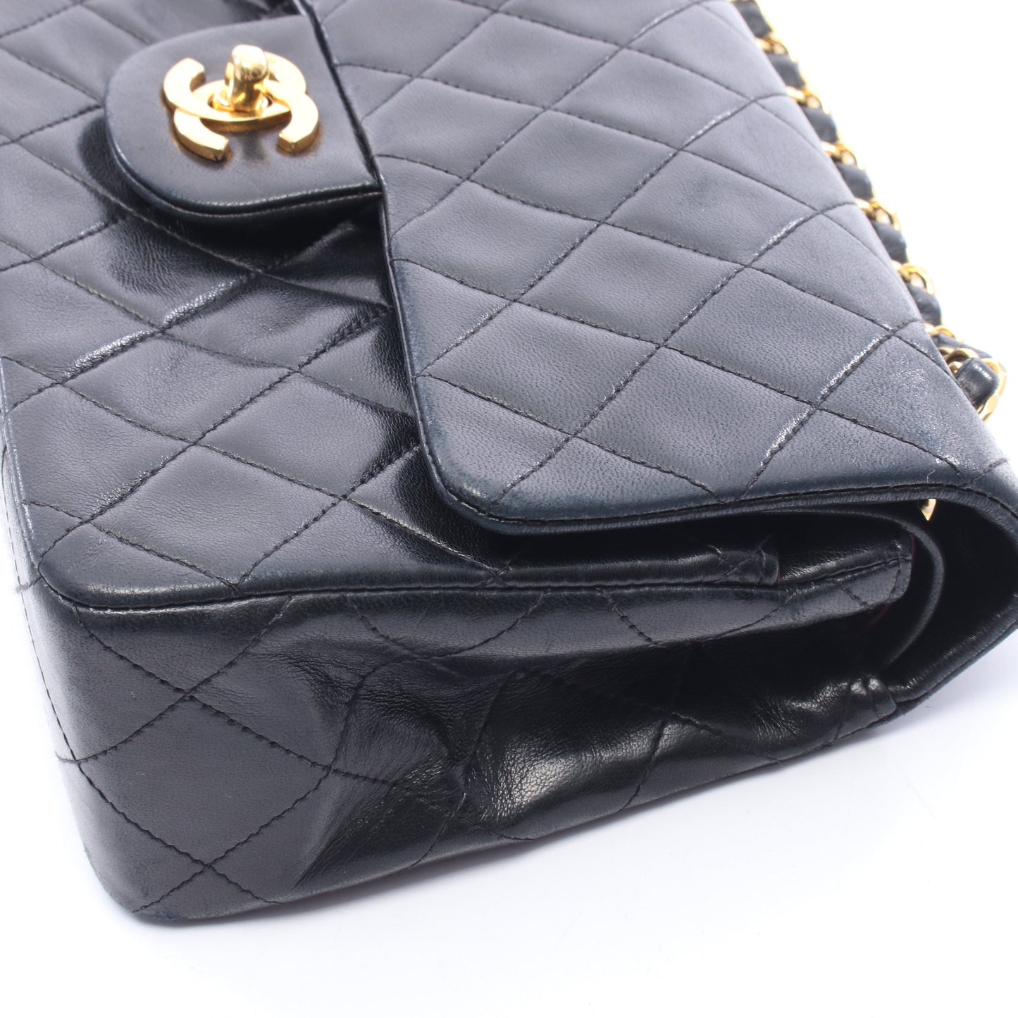 マトラッセ Wフラップ Wチェーンショルダーバッグ ラムスキン ブラック ゴールド金具 シャネル バッグ CHANEL