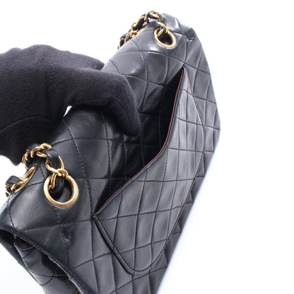マトラッセ Wフラップ Wチェーンショルダーバッグ ラムスキン ブラック ゴールド金具 シャネル バッグ CHANEL