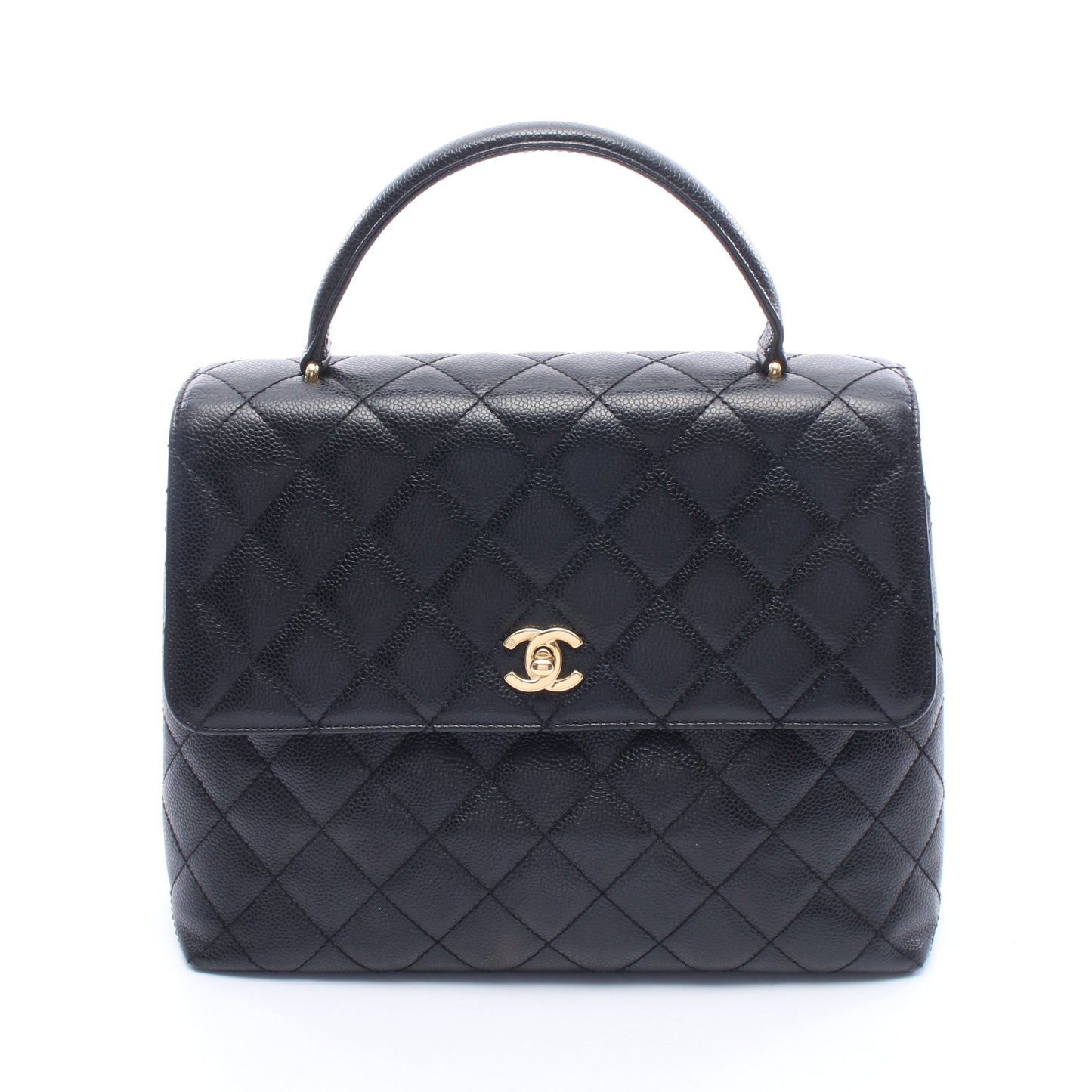 マトラッセ ハンドバッグ キャビアスキン ブラック ゴールド金具 シャネル バッグ CHANEL