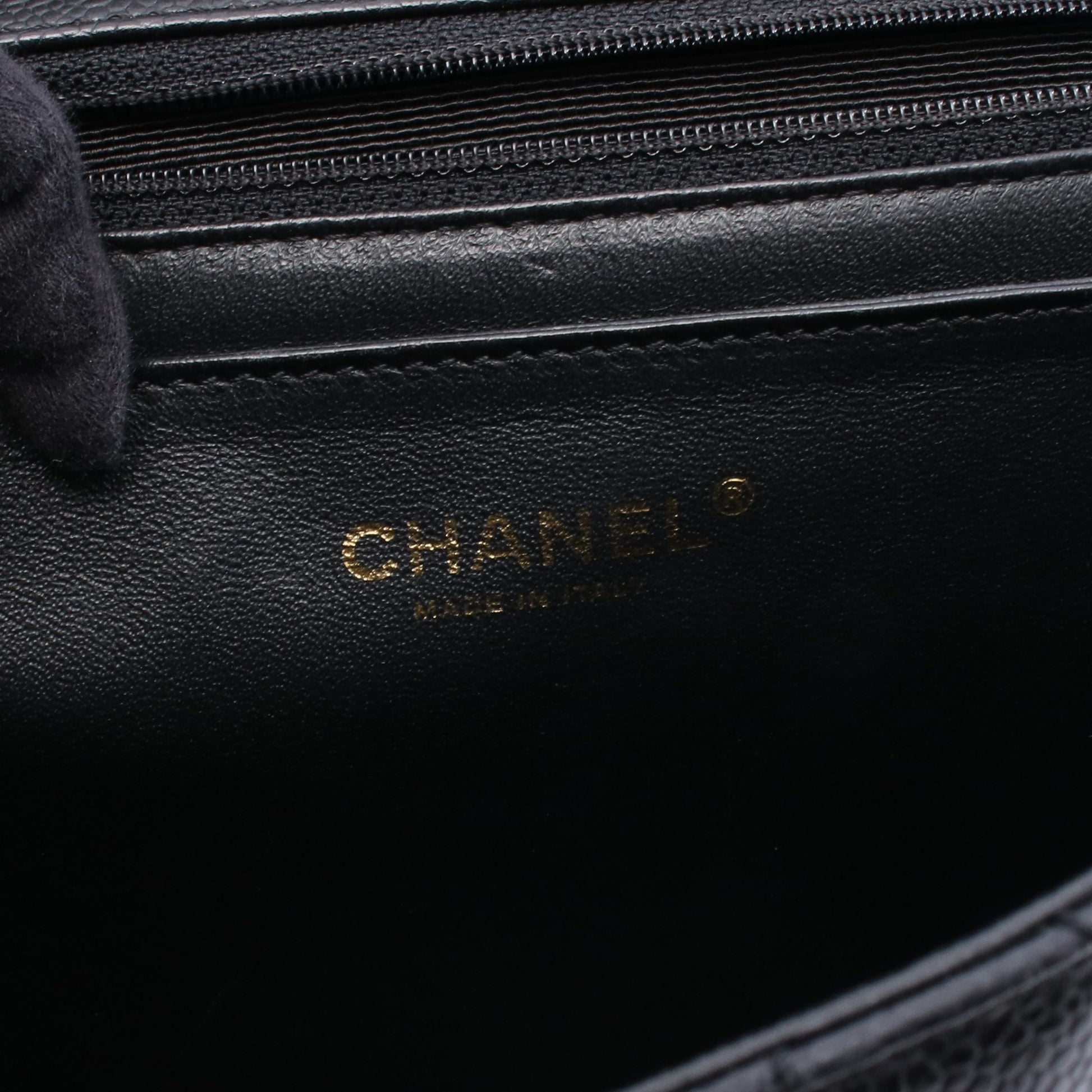 マトラッセ ハンドバッグ キャビアスキン ブラック ゴールド金具 シャネル バッグ CHANEL